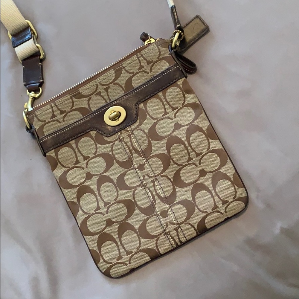 Coach Crossbody With Brown Leather Detail Gem